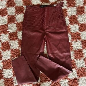 NWT Zara Burgundy Pleather Pants